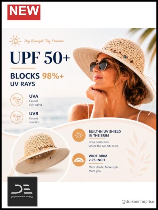 Hand Crochet Straw Sun Hat with Cooling Sweatband & Ponytail Opening main image 5